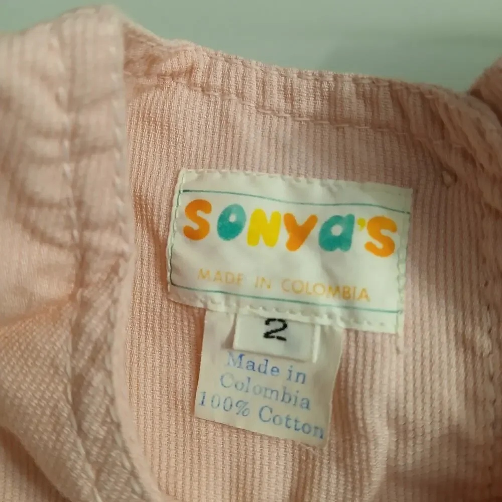 Vintage Sonya's Baby‎ Girl Romper Size 2 Pastel Mouse Patch WINDOW 80s 90s